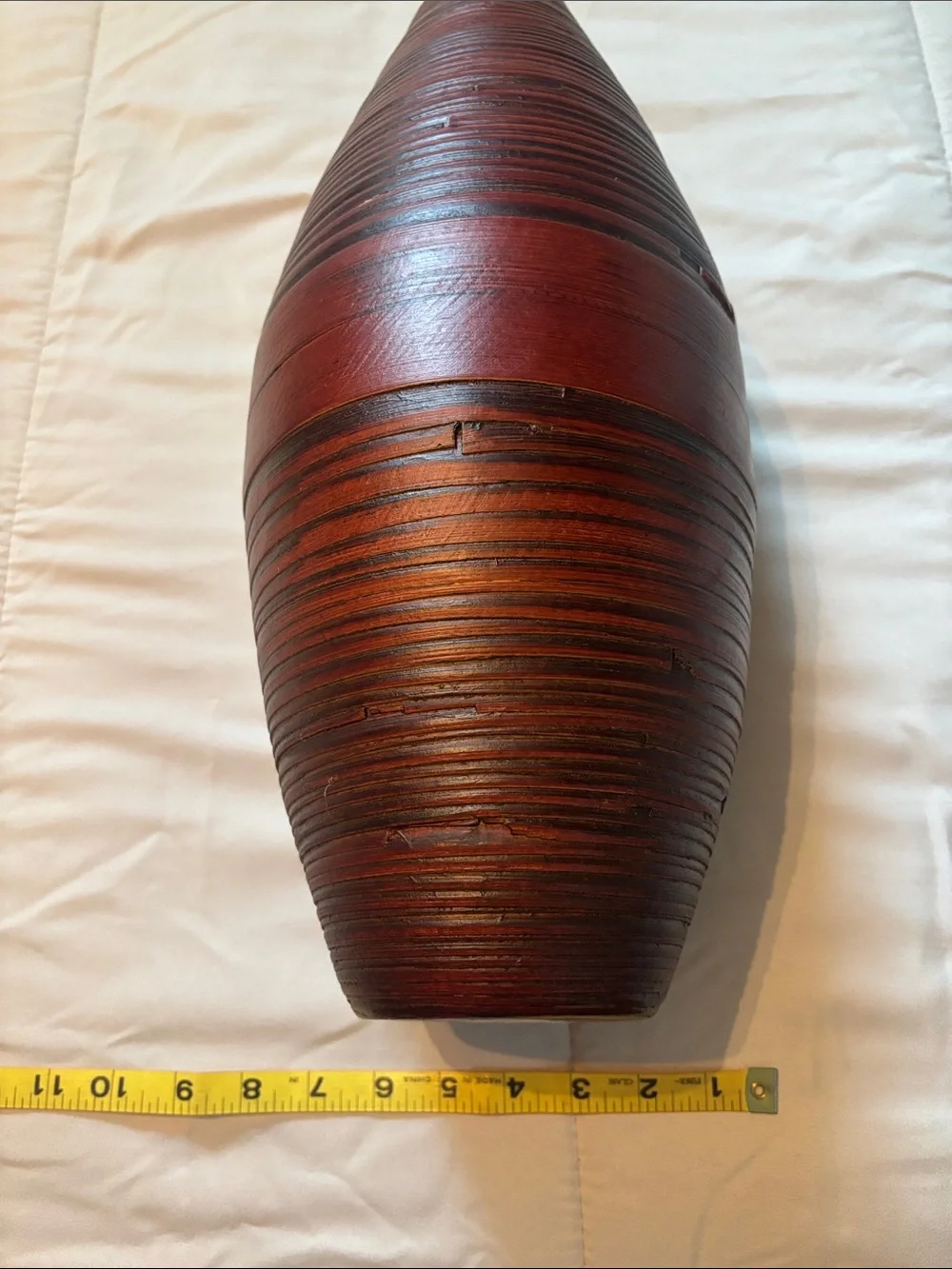 Modern Ribbed Floor Vase in Red and Brown - Home Accents